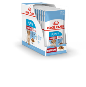 MEDIUM PUPPY (WET FOOD - POUCHES) Box of 10x140g - Royal Canin Wet Dog Food in Qatar