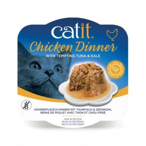 CATIT CHICKEN DINNER, TUNA & KALE 80 G, 6PCS/BOX - Catit Wet Cat Food in Qatar