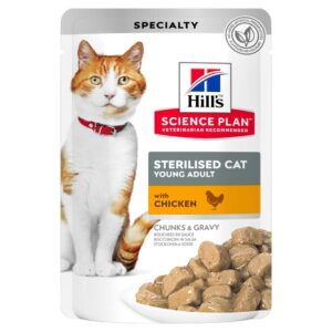 HILL’S SCIENCE PLAN STERILISED CAT YOUNG ADULT CAT FOOD WITH CHICKEN (POUCHES) 85Gx12 - Hill's Wet Cat Food in Qatar