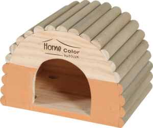 HOME COLOR WOODEN HOUSE WITH ROUND TIMBERS - MEDIUM/ORANGE - for Rodents in Qatar