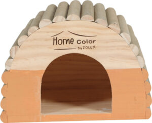 HOME COLOR WOODEN HOUSE WITH ROUND TIMBERS - MEDIUM/ORANGE - for Rodents in Qatar