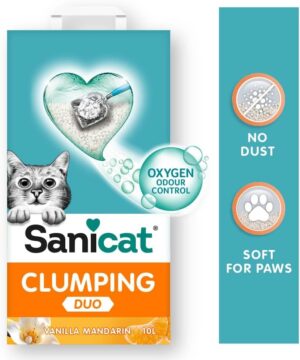 SANICAT CLUMPING WHITE DUO 10 L (CAT LITTER) - Cat Care in Qatar