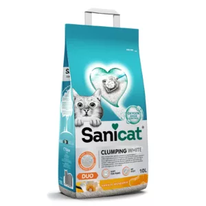 SANICAT CLUMPING WHITE DUO 10 L (CAT LITTER) - Cat Care in Qatar
