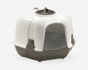 CORNER CAT LITTER BOX - 54x40x55cm / GREY & WHITE - For Cats in Qatar