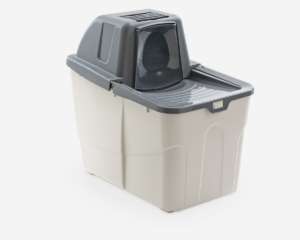 Buxo Close Cat Litter Box - 58 x 39 x 56 cm (Grey/Rose) - For Cats in Qatar