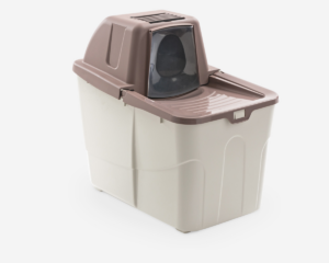 Buxo Close Cat Litter Box - 58 x 39 x 56 cm (Grey/Rose) - For Cats in Qatar