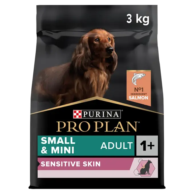 Purina Pro Plan Sensitive Skin Small and Mini Adult, Dry Dog food with Salmon - 3kg - Purina Dry Dog Food in Qatar